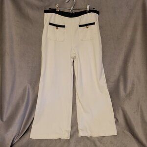 Jules & Leopold White Cotton Wide Leg with black and gold buttons